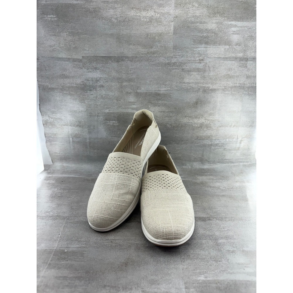 Clarks Cloudsteppers Step Glow Slip On Beige Textile Shoes Women Sz 8